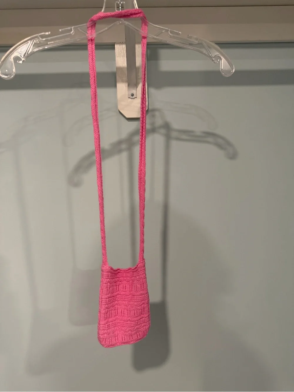 Handcrafted Pink Crochet Floral Crossbody Phone Pouch